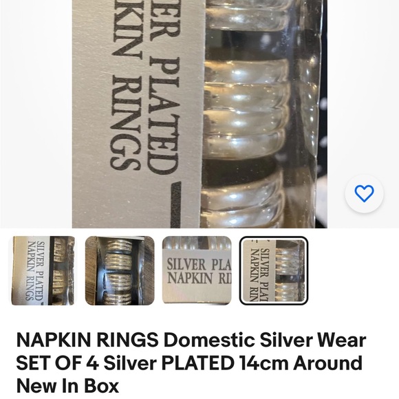 NAPKIN RINGS Domestic Silver Wear  SET OF 4 Silver PLATED 14cm Around New In Box - Picture 2 of 2